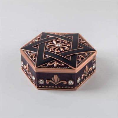 Vintage schatkist - Decoratieve doos - Sieraden opbergen - Gedetailleerd ontwerp - 5.5 cm - Paars