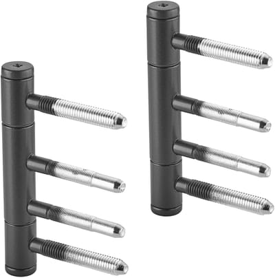 SOTECH 1 paar deurscharnieren OLAV 3-delig met 4 draadbouten, stift, schroefbout (Ø 15 mm, staal, zwart gepoedercoat, DIN-conform, nylon glijlager, tot 60 kg draagvermogen)
