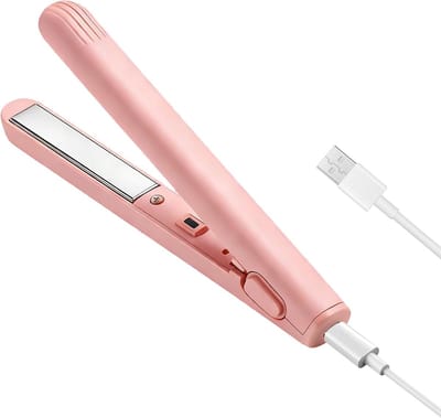 Mini Stijltang – 2-in-1 Krul- en Stijltang – Keramische Mini Stijltang – Draagbare Stylingtool – Mini Stijltang voor Kort Haar – Snelle Opwarming in 30 seconden – Constante Temperatuur op 170°C – Roze