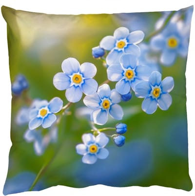 Sierkussens - Kussentjes Woonkamer - 50x50 cm - Bloemetjes - Blauw - Vergeet mij nietjes