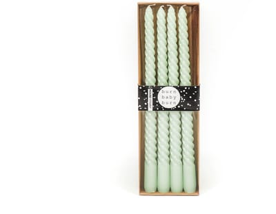 Housevitamin Swirl kaarsen Mintgroen 30 cm set van 4 - Twisted Candle – Twirl Candle - Gedraaide Kaarsen - Trendy