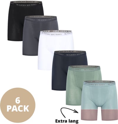 Mario Russo Boxershorts - Boxershort heren - Onderbroeken heren Extra lange pijpen - 6-pack - XL - Mix