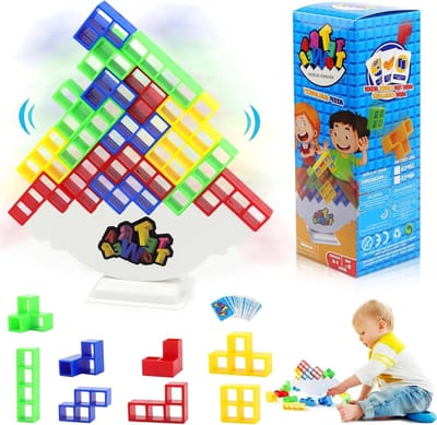 Creatief Stapelspel met Tetris Blokken, Balansspel voor Kinderen, Educatief Speelgoed voor Jongens en Meisjes, Bouw- en Evenwichtsspel