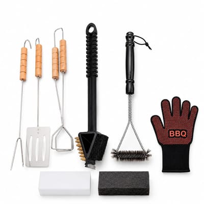 DecoRD - BBQ Accessoire set - Kunststof/RVS/Rubber  - Set van 9 stuks