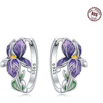 925 Zilver Bloemenplant serie groen iris klimop Hoepeloorbellen Voor Vrouwen Bruiloft Verloving Verjaardag Sieraden Cadeau gray