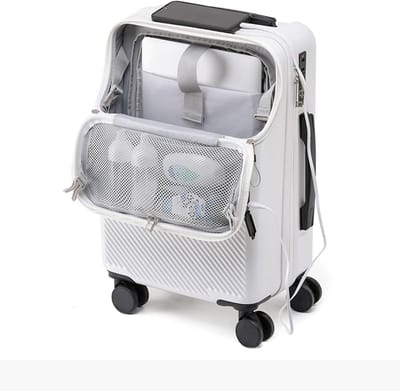 Reiskoffer handbagage - Koffer dames heren - Veilig reizen - Voorvak met laptopruimte - 22 inch - Zwart