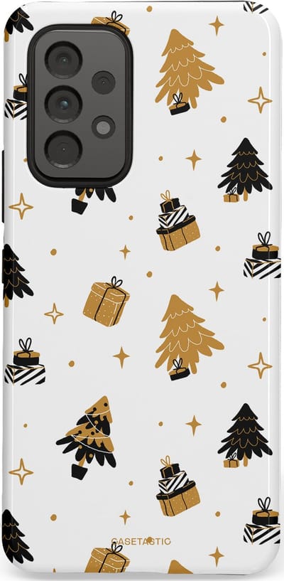Casetastic hoesje geschikt voor Samsung Galaxy A53 (2022) 5G - Dubbellaagse bescherming - Kerst met Cadeautjes - Fashion Case - Wit Beige Donkergrijs