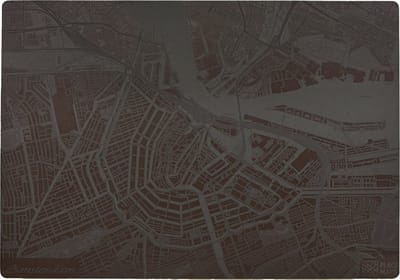 Place Maps Placemat Skyline Venetië - Grand Canal - Kunstleer - Zwart - 1 Stuk