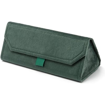 Étui à lunettes pliable triangulaire en velours chaud européen pour femmes, élégant étui à lunettes de soleil pour hommes, boîte à lunettes de lecture douce et noble, étuis à lunettes vert