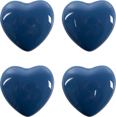 Clayre & Eef Deurknop Set van 4 Hart Ø 4 cm Blauw Keramiek