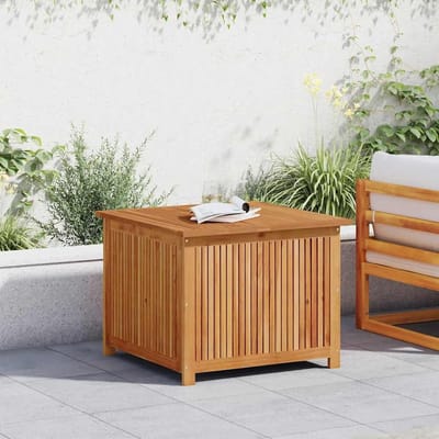 Tuinbox Massief Hout - Opbergkist Kussenbox - Tuin Terras - Waterdichte Binnentas - 75x75x58 cm - Natuurlijk Hout