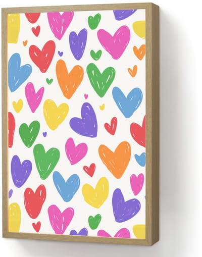 Nachtlampje 40x60 cm - Kinder lamp - Hartjes - Patroon - Kleurrijk - Tafellamp kinderkamer draadloos - Slaapkamer lampje - Bedlamp kinderen - Kinderlampje - Wandlamp babykamer - Nachtlampjes