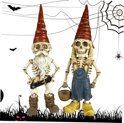 Halloween Gnomes 2 Pieces Resin Horror Garden Gnomes Girl and Boy Zombie Gnome 7x3x13cm Halloween Decoration for Garden Lawn Patio Walkways Gnome Zombie Horror