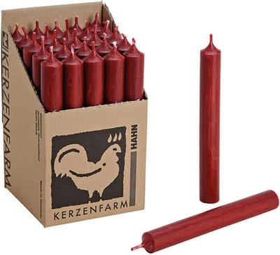 Hahn Dinerkaarsen - Donkerrood - 25x stuks - 18 cm - sfeer kaarsen - 7 branduren - kandelaar
