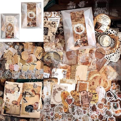 Retro Scrapbook Accessoire Set - Creatieve Dagboek Kit met Stickers en Papier voor Journaling, Fotoalbums en Notitieboeken