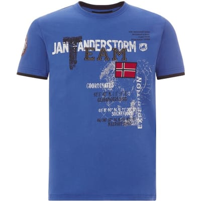 Jan Vanderstorm herren T-Shirt - 56/58 - koningsblauw - Plus Size