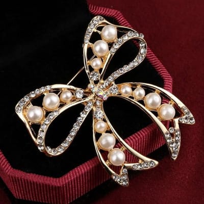 Zoshi Mode Sieraden Goudkleur Broches Voor Vrouwen Oostenrijkse Kristal Imitatie Parel Bloem Broche Bruiloft Accessoires brown