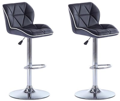 Vente-unique Set van 2 barkrukken CALVIN - Kunstleer - In hoogte verstelbaar - Zwart L 45 cm x H 109 cm x D 51 cm