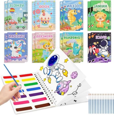 Magische Waterkleurboeken voor Kinderen - 16 Pack Creatieve Kleurboeken met Waterpennen, Ideaal voor Verjaardagscadeaus en Schoolprojecten