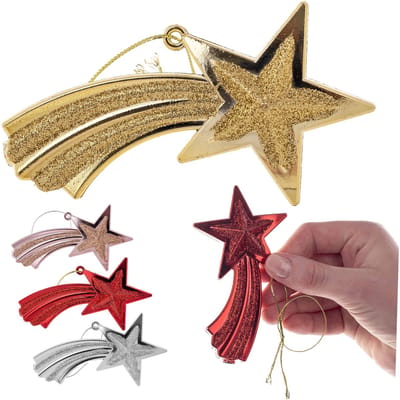 KADAX Kerstballen, van kunststof, onbreekbare kerstballen, kerstversiering, sterren, 4 stuks