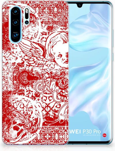 Silicone Back Case Huawei P30 Pro Angel Skull Rood