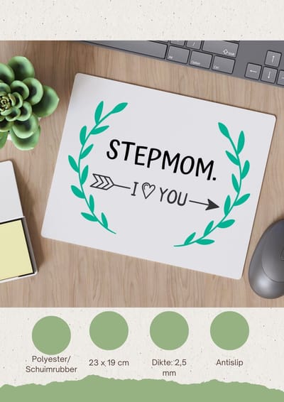 Akyol - stepmom i love you Muismat - Mama - de liefste moeder - moeder cadeautjes - moederdag - verjaardag - geschenk - kado - 23 bij 19 cm