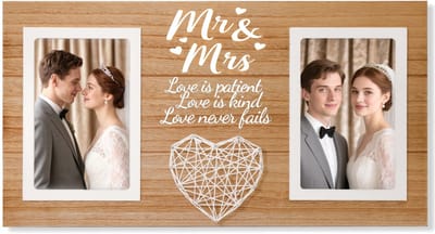 Dailygoods- Fotolijst 2 foto's 10,2 x 15,2 cm - Bruiloftsfotolijst - Huwelijkscadeau voor koppels - Mr. & Mrs. - Cadeau voor bruid - Elegante liefdesfotolijst