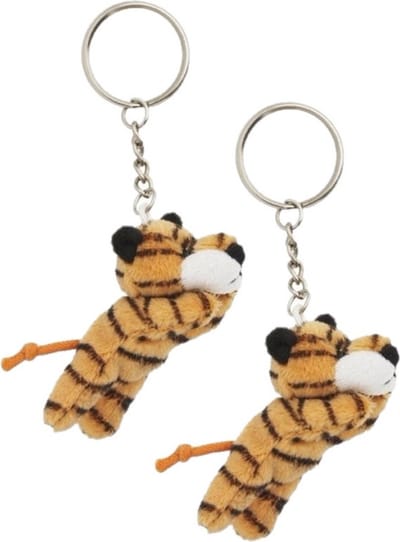 Nature planet Sleutelhanger pluche Tijger - 4x - knuffel sleutelhanger - 6 cm - cadeau knuffel