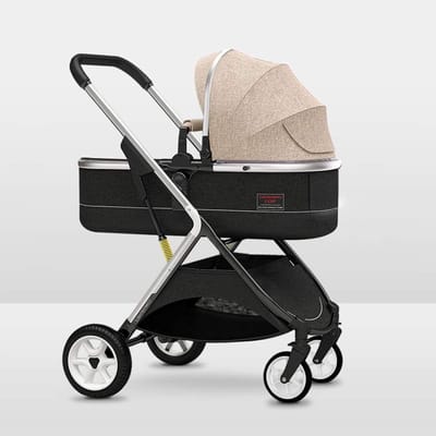 Baby Kinderwagen - Lichtgewicht Buggy - Comfortabel Reizen - Verstelbaar Stuur - 32x77x100cm - Bruin