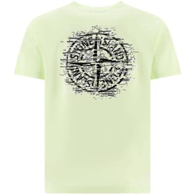 Stone Island Lente/Zomer 23 Logo Kompas Print Ronde Hals Korte Mouw T-shirt Heren Tops Groen Geel 78152NS89-V0052 XL gray