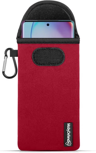 MobyDefend Hoesje - Geschikt voor Motorola Edge 40 Pro - Neopreen Pouch Met Karabijnhaak - Insteek - Riemlus - Rood