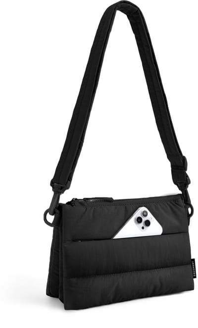 Dames Crossbody Tas – Puffy Schoudertas – Waterafstotende Nylon Handtas – RFID Kaartsleuven – Verstelbare Schouderriem – Zwart
