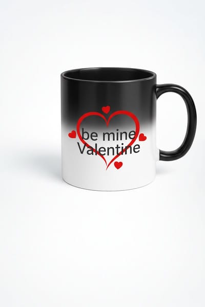 Valentijnsdag Magische Mok 'Be Mine Valentine' met Hartjes - Warmtegevoelige Zwarte Verrassingsmok voor Liefde