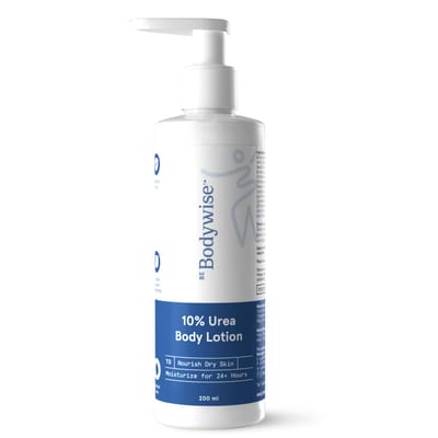 Be Bodywise 10% Urea Bodylotion 200ml | 48 Uur Verlichting voor Droge Huid | Voor Zeer Droge & Schilferige Huid | Met Ceramiden, Kokum & Mangopitboter | Niet Vet white