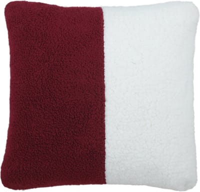 Urbane Hide Christmas Duo Kussenhoes - 45x45 cm - Zacht Sherpa Fleece - Sierkussenhoes Wit & Rood - Sfeervolle Kerstdecoratie - Met Rits - Zonder Binnenkussen)