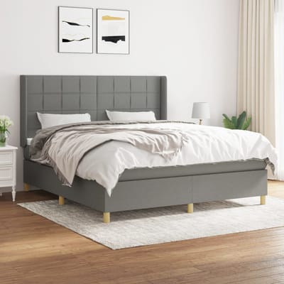vidaXL - Boxspring - met - matras - stof - donkergrijs - 180x200 - cm
