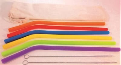 Siliconen Rietjes Set - 6 Herbruikbare Gebogen Rietjes - 23 cm - Duurzaam en Hygiënisch - 2 Schoonmaakborstels - Inclusief Opberg Zakje - BPA Vrij - Tand Beschermend