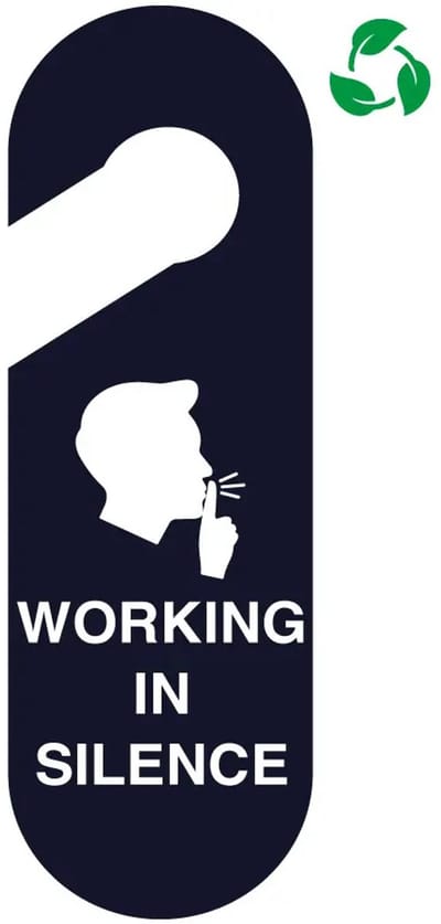 Working in silence deurhanger - Forex Re materiaal | 30 x 10 cm