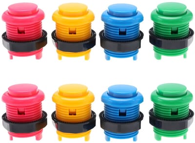 Dailygoods- Drukknop 8 Stuks - Krachtige Drukknop - Miniatuur Bladschakelaar - Hoogwaardig Kunststof - Meerdere Kleuren - 28mm Montage - Arcadeknop