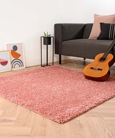 Vierkant hoogpolig vloerkleed - Shaggy Trend roze 140x140