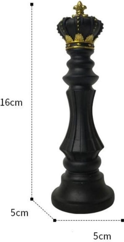 WiseGoods Luxe Schaakstukken Beeld Koning - Schaakspel Beeldje - Schaken Woondecoratie - Beeldjes Decoratie Schaak Spel - Zwart