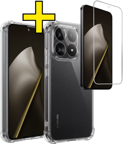 Hoesje - Met Screenprotector - Geschikt voor Xiaomi 15T - Sterk & Shockproof - Siliconen Case - Back Cover - Telefoon Hoes - Shock Proof - Telefoonhoesjes - Transparant