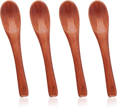 Set van 4 Mini Houten Lepels voor Soep, Specerijen en Sauzen - Handgemaakte Kleine Lepels voor Koken en Serveren