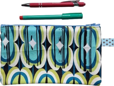 Toetie & Zo - Etui - Retro - Stof - Groen - Turquoise - Blauw - Mobieltas - Makeuptas