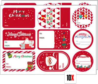 Actie4you® - Kerst – Naam Stickers – Kerst Stickers – Kerstmis – Cadeaustickers – Naam etiketten – Naamlabels – Labels - 90 stickers – 10 Vellen – Roodmix C