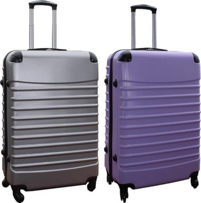 Travelerz kofferset 2 delig ABS groot - met cijferslot - 95 liter - zilver - lila