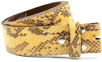 Dames riem zonder gesp gele kroko print - 4 cm breed - Leer - Riem zonder gesp - Casual - Maat 95