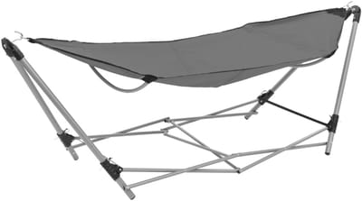 Hangmat met Standaard - Relaxstoel Buiten - Ontspannen in Tuin - Opvouwbaar en Draagbaar - Grijs