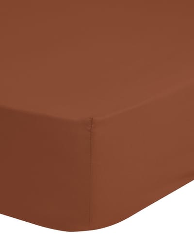 Good Morning hoeslaken effen kleur - Lits jumeaux 160x200 cm - Terra - 100% Katoen renforce