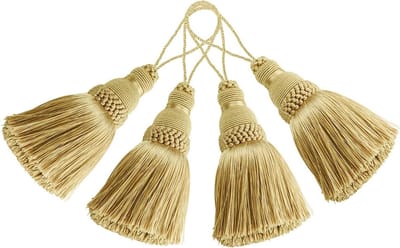 BEL AVENIR Set of 4 Elegant Polyester Tassels Colorful Craft Tassels for Keychain Straps DIY Accessories (Gold)